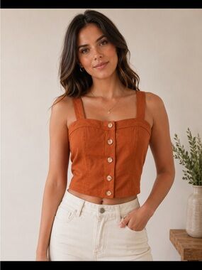 Banana Republic Rust Button-Front Crop Top never worn